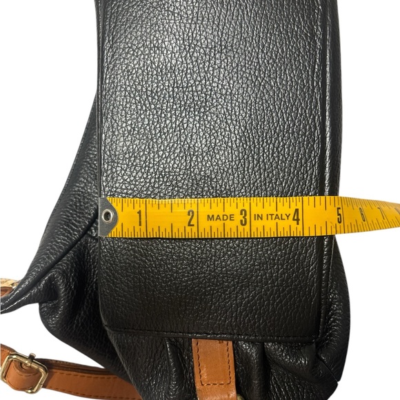 Valentina Italian Leather Black and Brown Convertible Strap Shoulder Bag - Picture 11 of 11